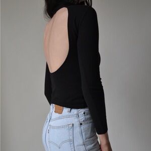 Dolce & Gabbana Black Long Sleeve Open-Back Top